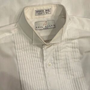 Vintage Neil Allyn Pleated Tuxedo Shirt, Size M, White
